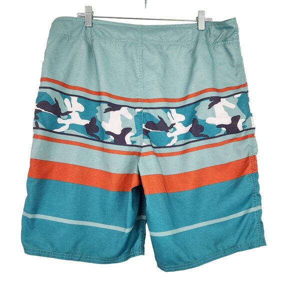 Life Is Good Swim Trunks Men's 40 Internal pocket Board Shorts Tie Waist Camo - Picture 2 of 11